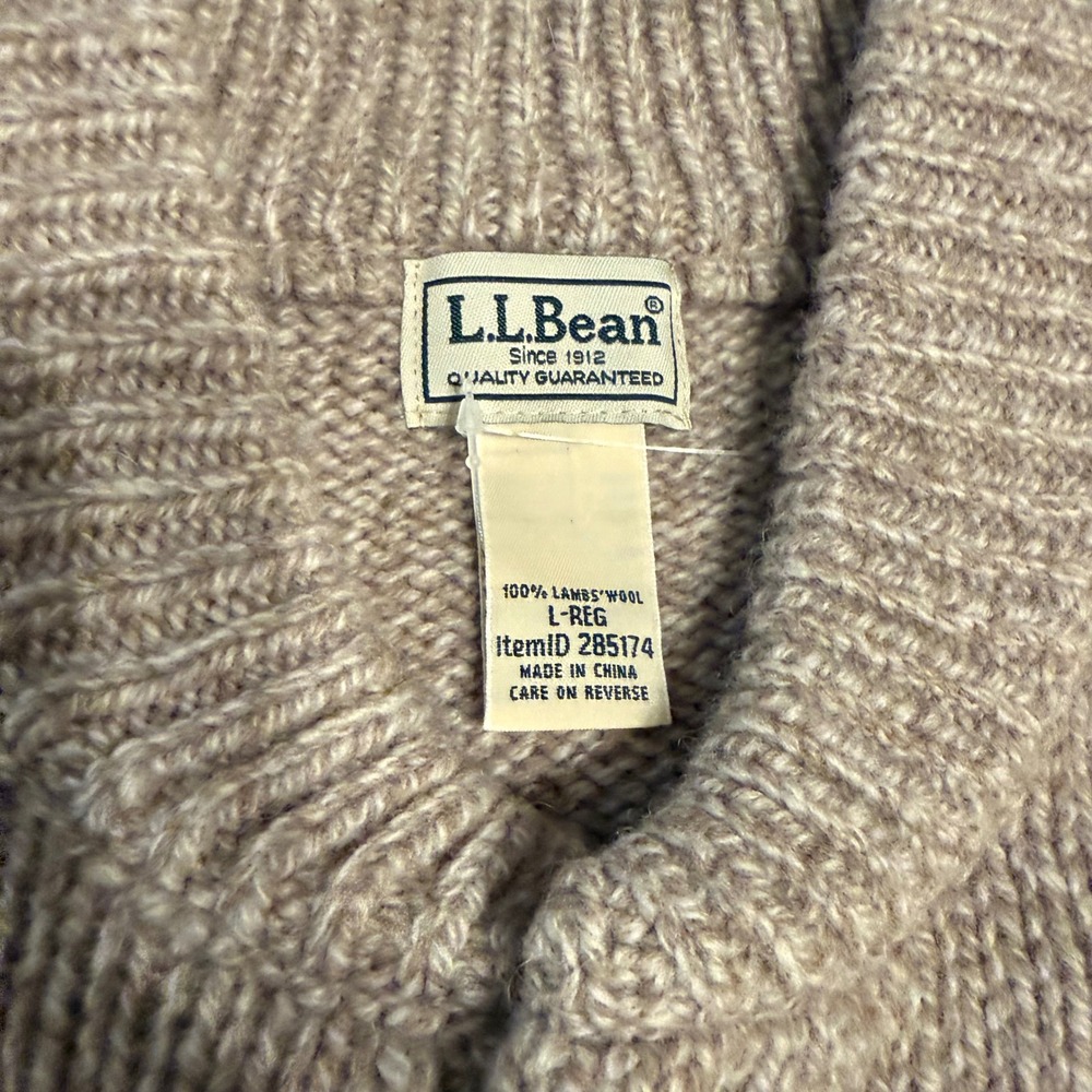 LL Bean Mens Classic Ragg Lambswool Henley Sweater Oatmeal Beige 285174 Sz L NEW - Picture 3 of 7